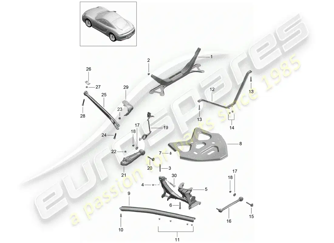 porsche 2015 (981 cayman) rear axle parts diagram