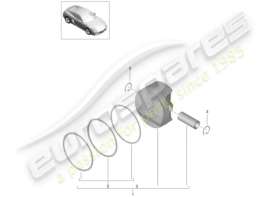 porsche 2014 (981 cayman) piston parts diagram