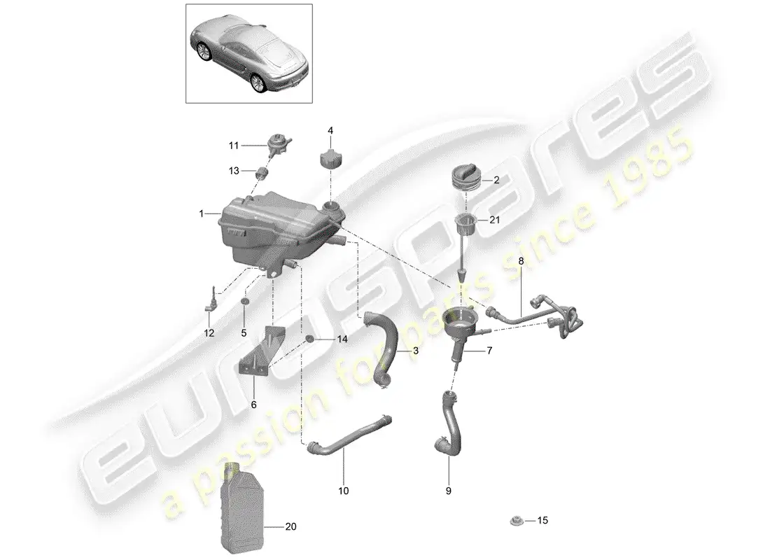 porsche 2014 (981 cayman) water cooling 3 parts diagram