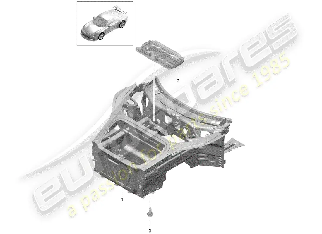 porsche 2014 (991-1 r/gt3/rs) front end parts diagram