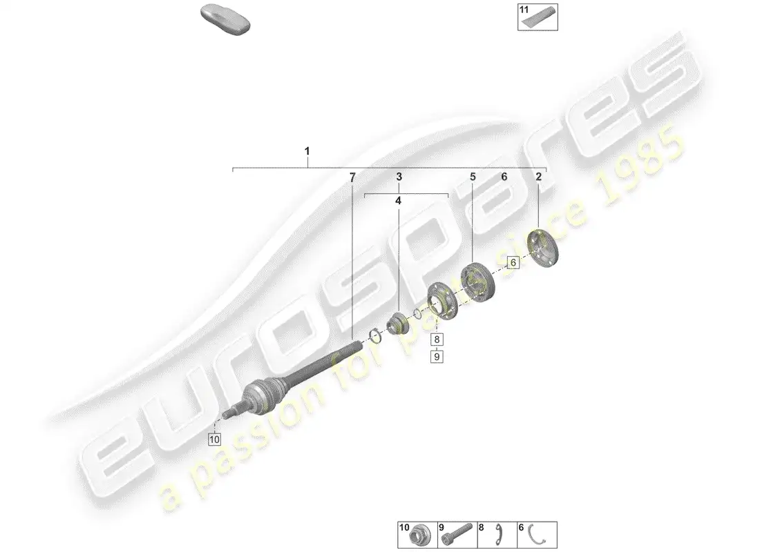 porsche 2019 (992-1) drive shaft parts diagram