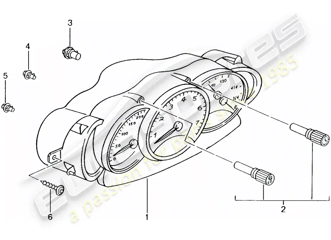 porsche 2004 (986 boxster) instrument cluster - complete parts diagram