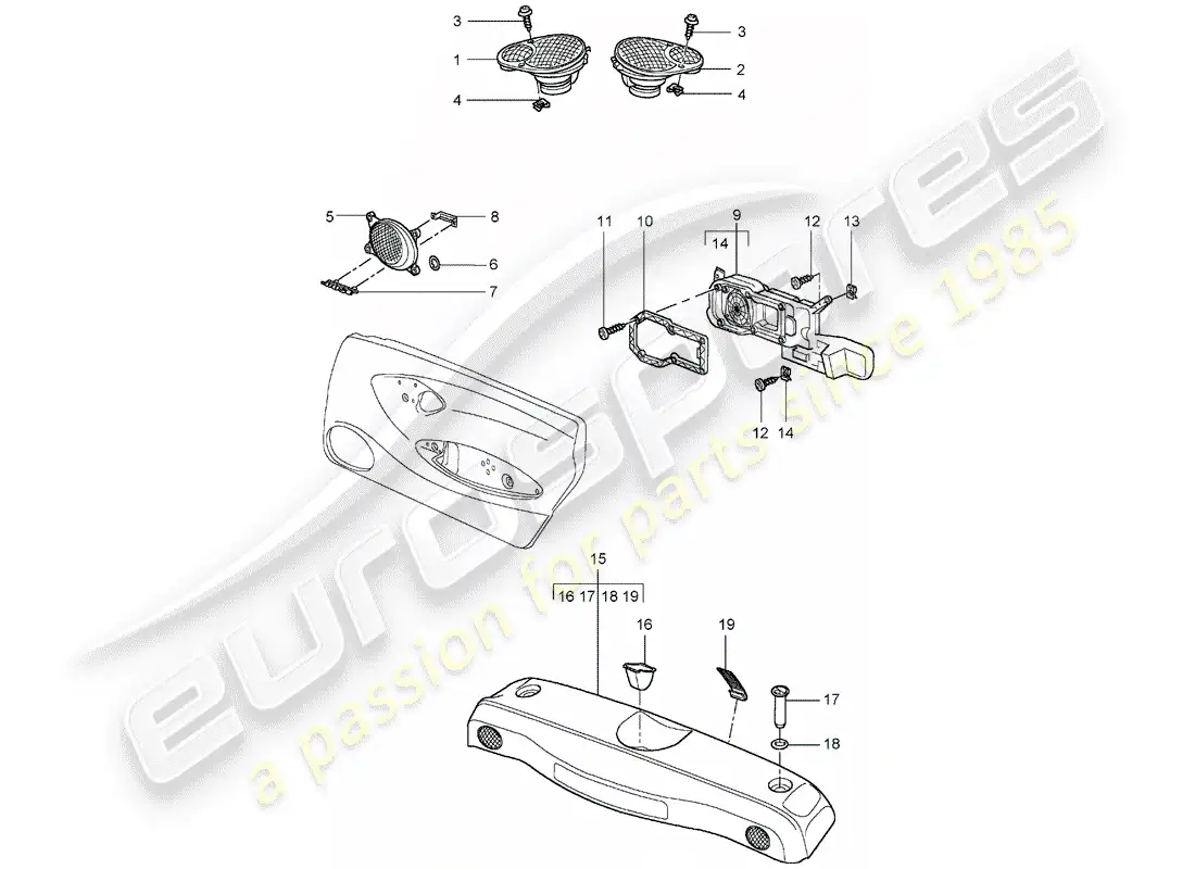porsche 2004 (986 boxster) loudspeaker - d - mj 2002>> parts diagram