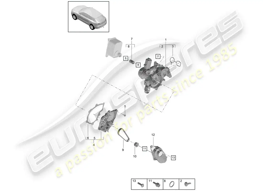 porsche 2014 (macan) thermostat part diagram