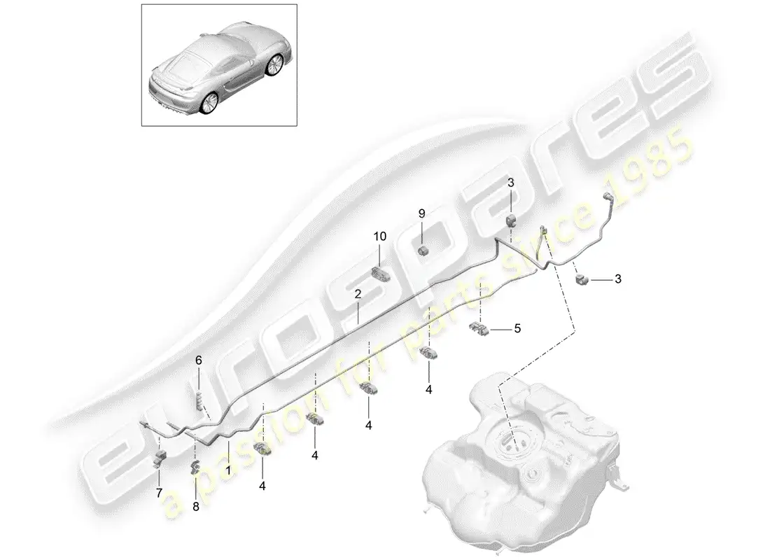 porsche 2016 (981 cayman gt4) fuel system part diagram
