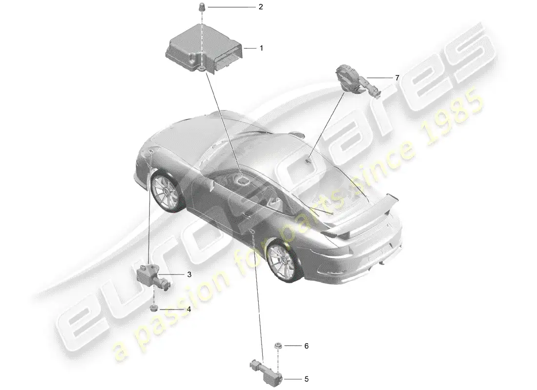 porsche 2014 (991-1 r/gt3/rs) electronic control module parts diagram