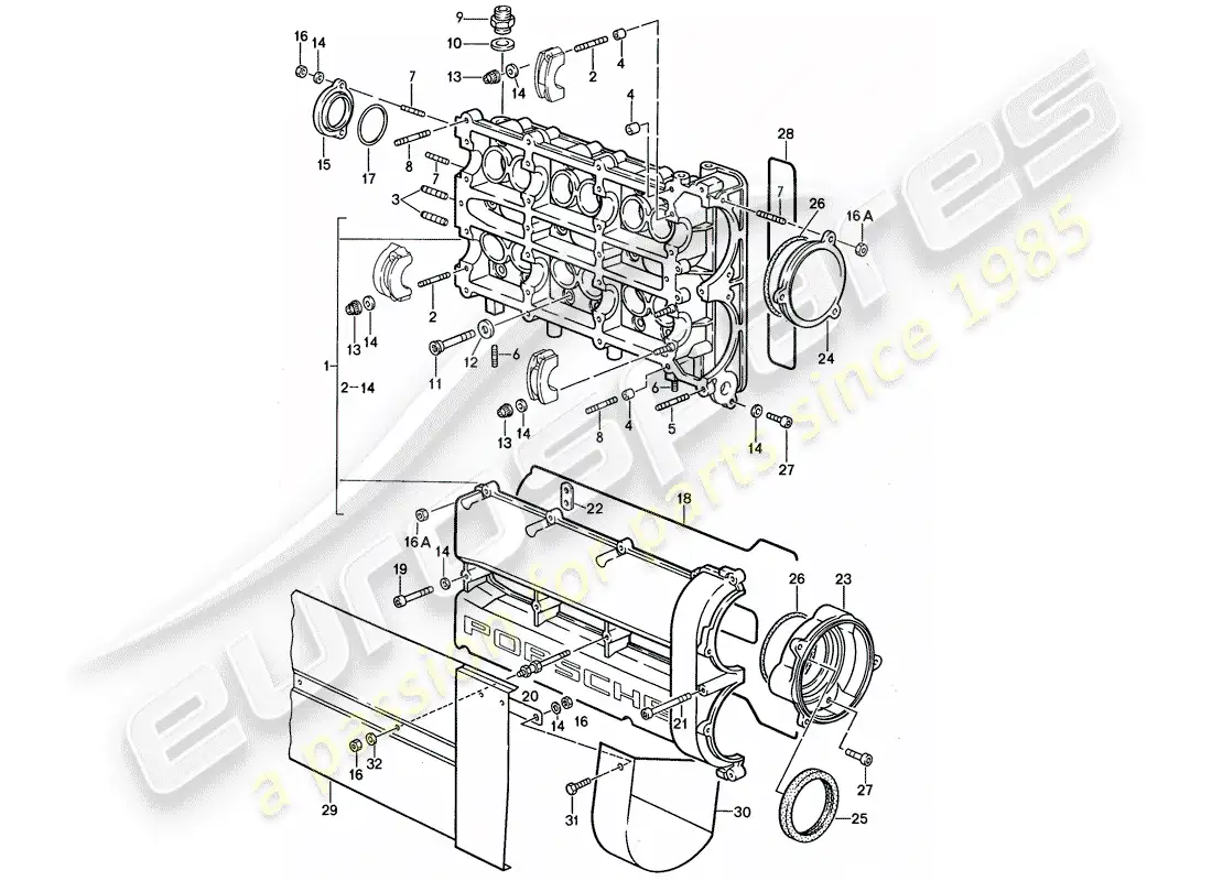 porsche 1987 (959) camshaft housing parts diagram