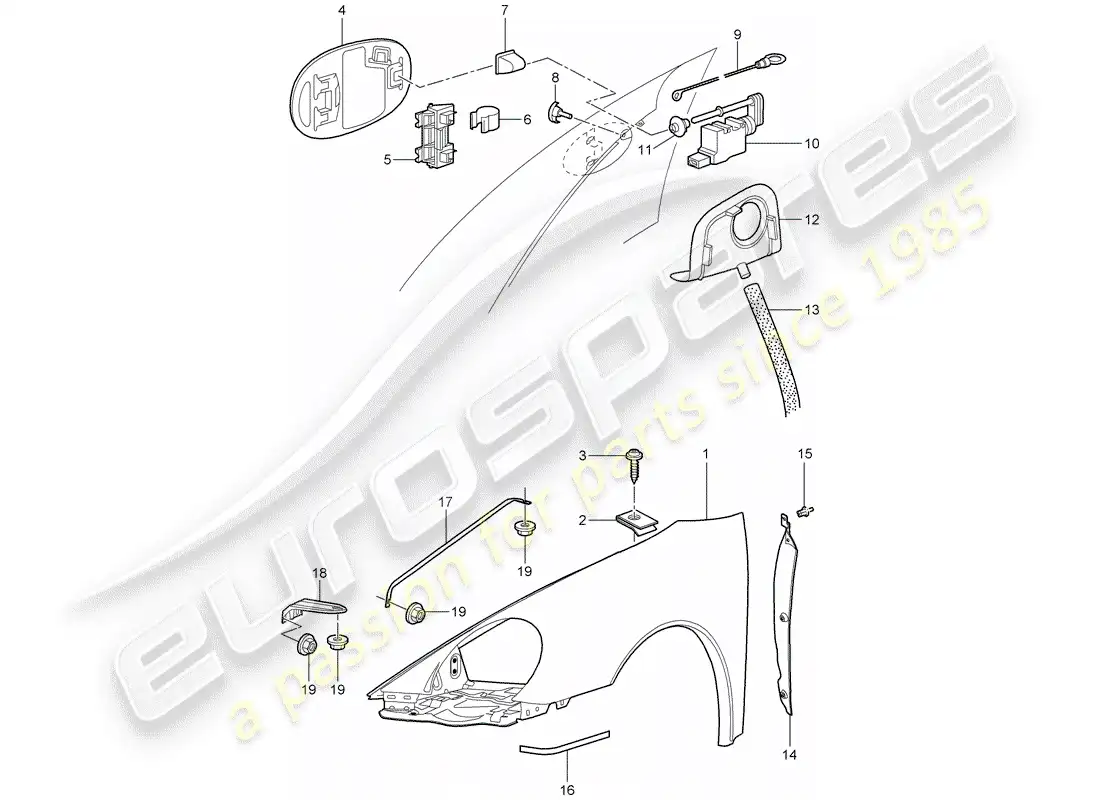 porsche 2006 (997-1) fender parts diagram
