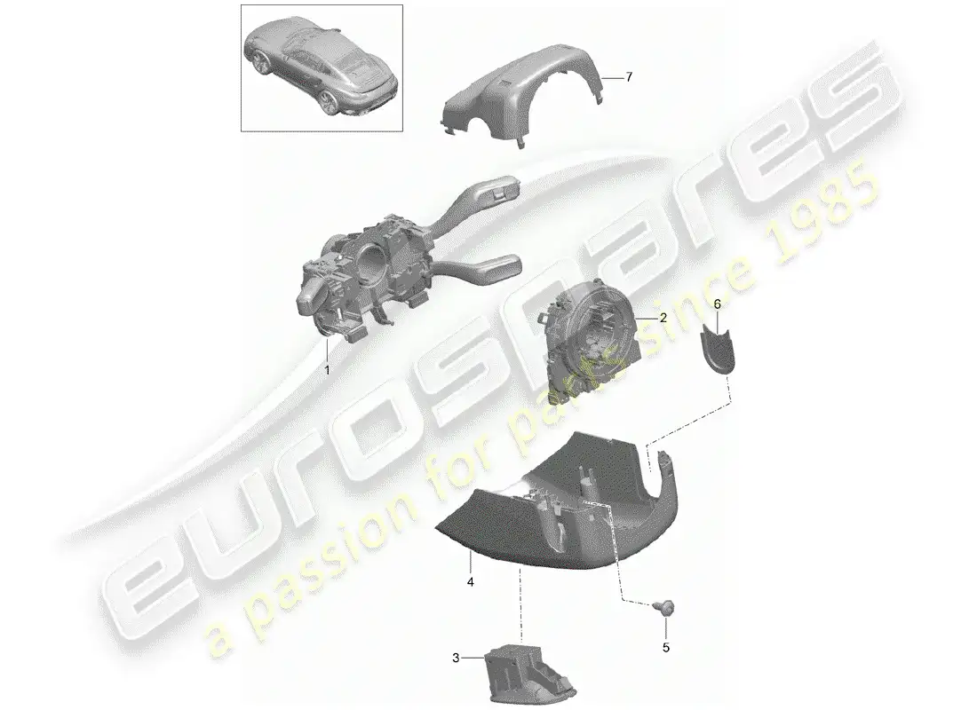 porsche 2014 (991-1 turbo) steering column switch parts diagram