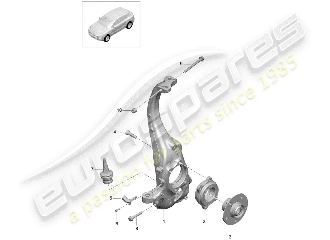 porsche 2015 (macan) pivot bearing parts diagram