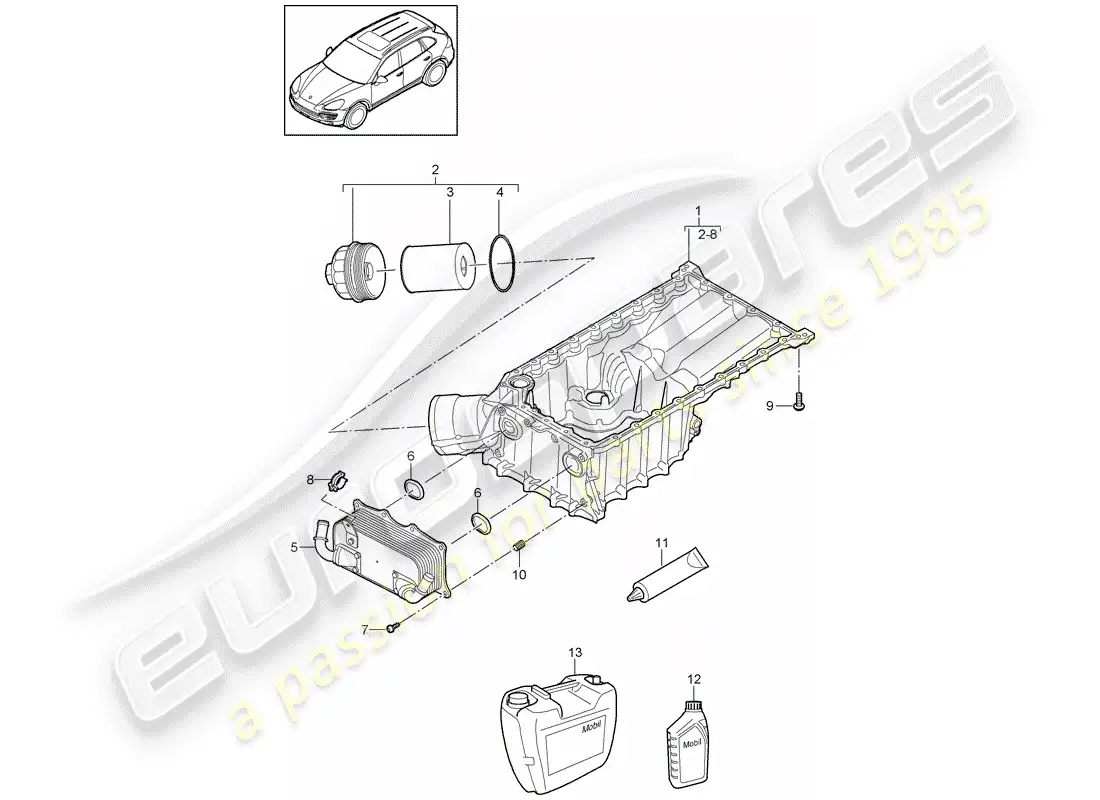 porsche 2014 (cayenne e2 92a) oil-conducting housing part diagram