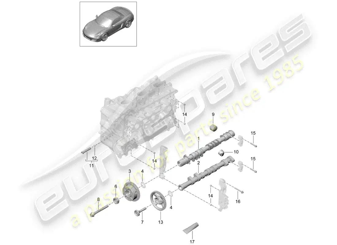 porsche 2013 (981 boxster) camshaft parts diagram