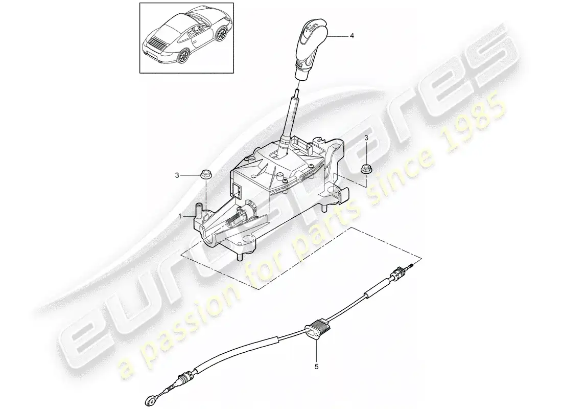 porsche 2009 (997-2) selector lever parts diagram