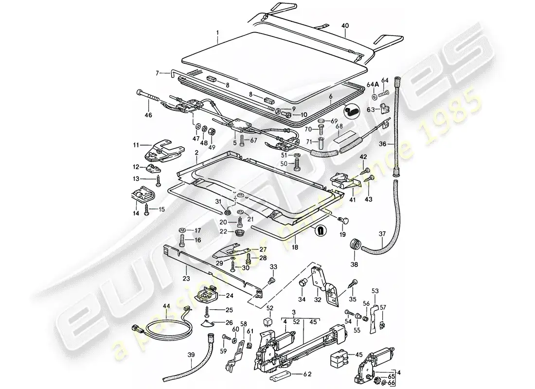 porsche 1986 (944) lifting roof parts diagram