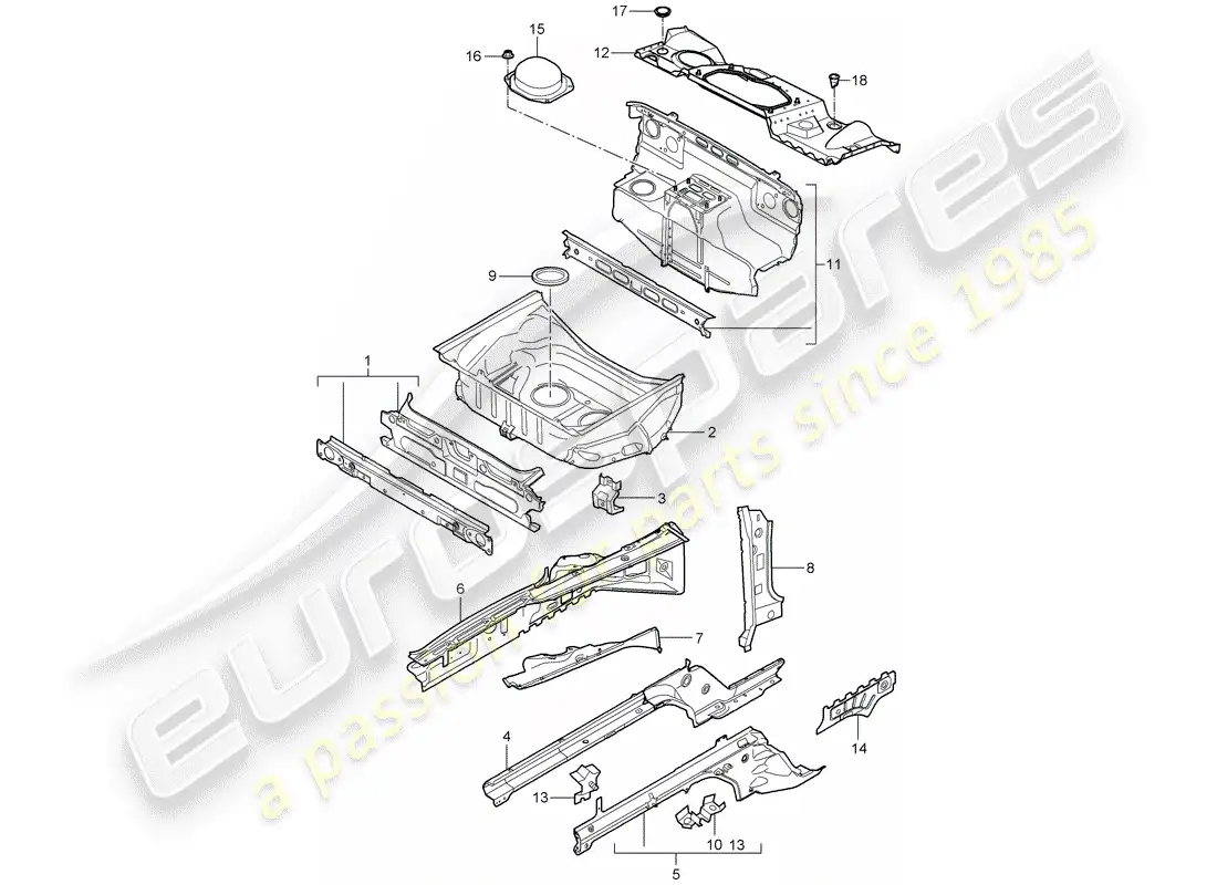 porsche 2011 (997-2 gt3) front end parts diagram