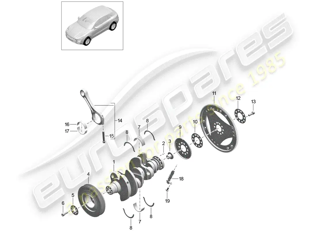 porsche 2016 (macan) crankshaft parts diagram