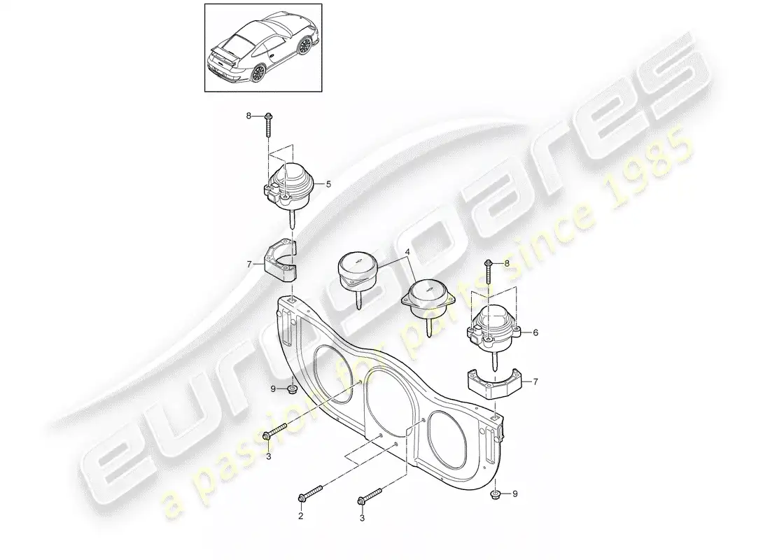 porsche 2011 (997-2 gt3) engine suspension parts diagram