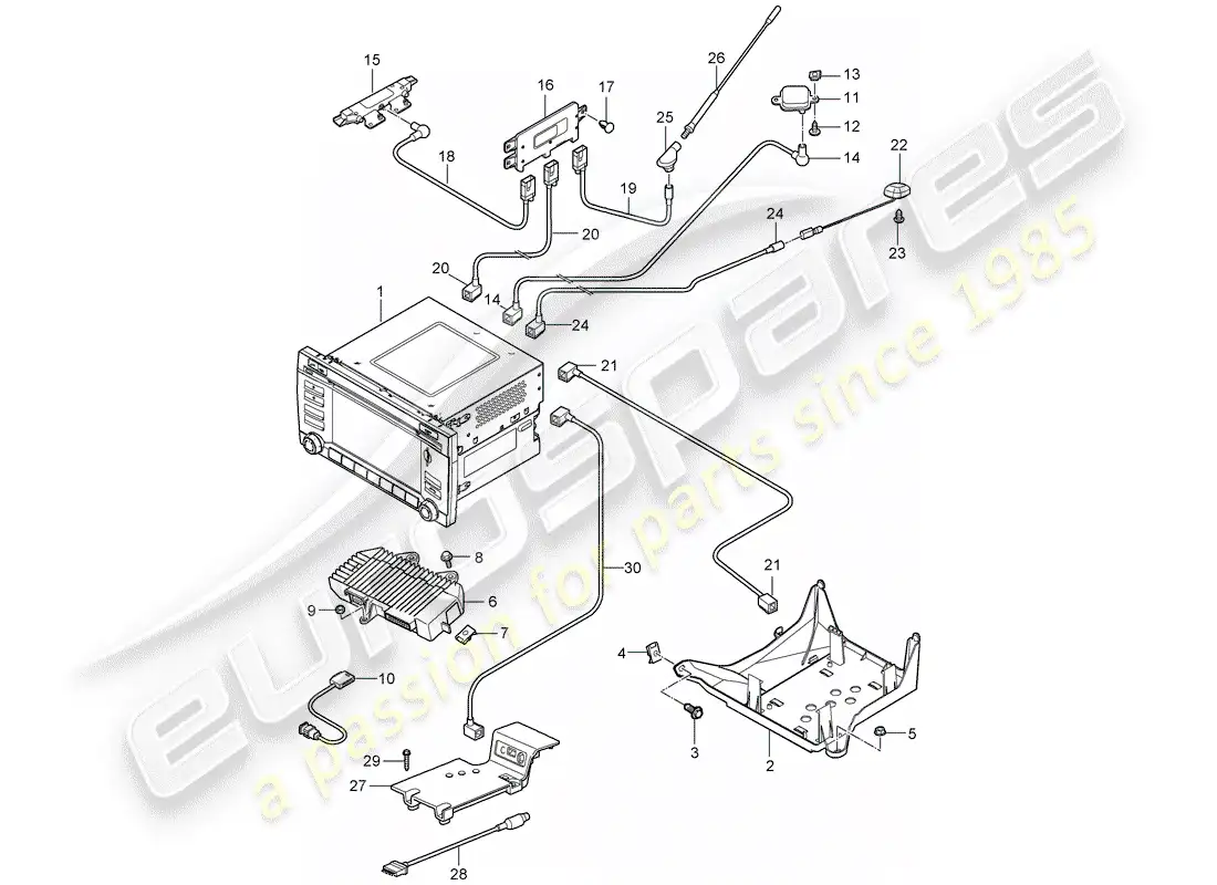 porsche 2011 (997-2 gt3) operating unit parts diagram