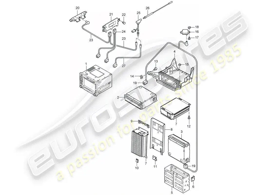porsche 2011 (997-2 gt3) radio unit parts diagram