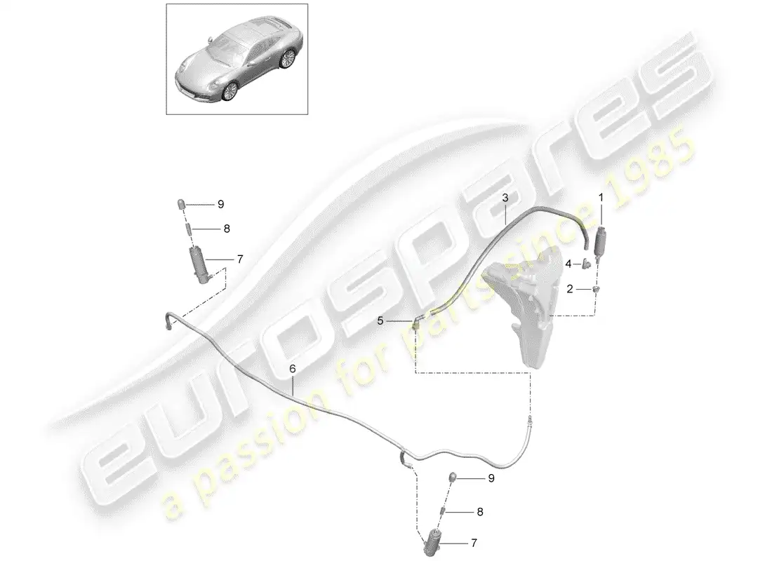 porsche 2017 (991-2) headlight washer system parts diagram