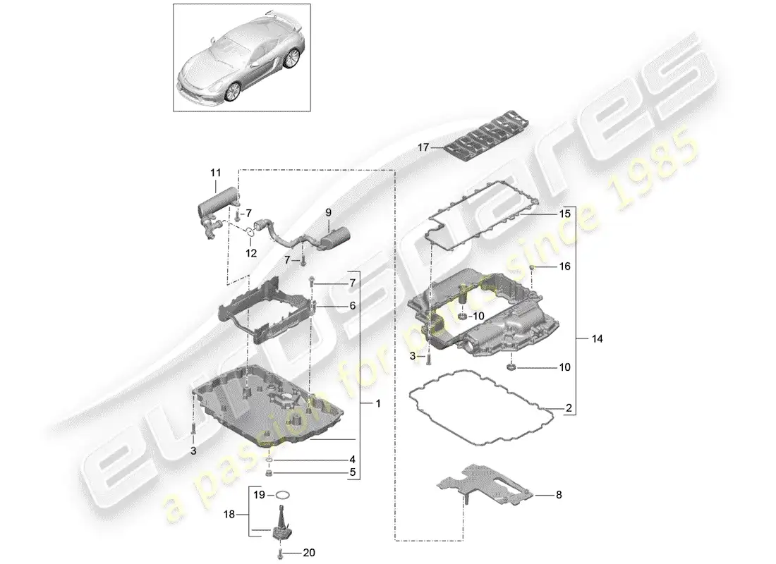 porsche 2016 (981 cayman gt4) oil pan part diagram