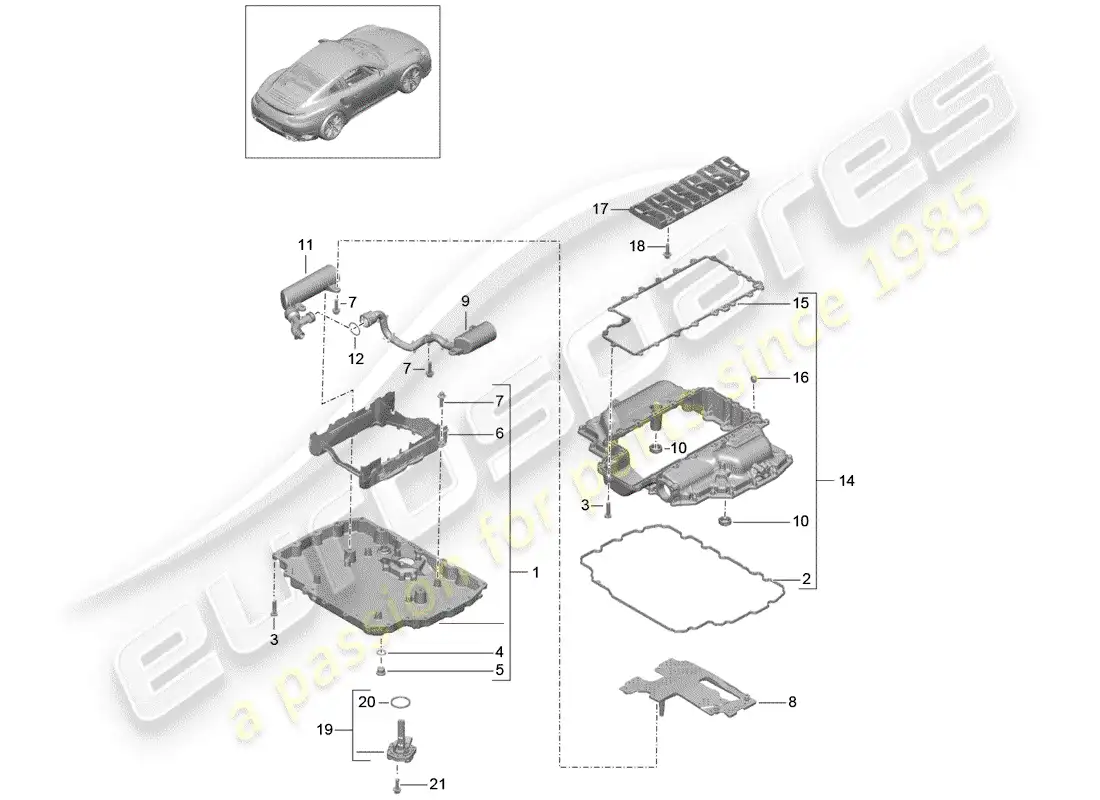 porsche 2017 (991-2 turbo) oil pan part diagram