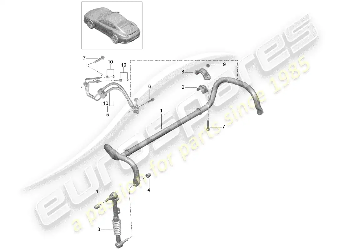 porsche 2017 (991-2 turbo) stabilizer part diagram