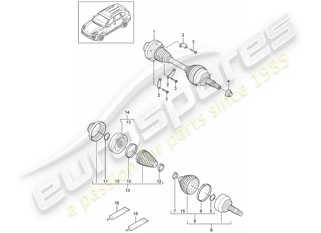 porsche 2012 (cayenne e2 92a) drive shaft parts diagram