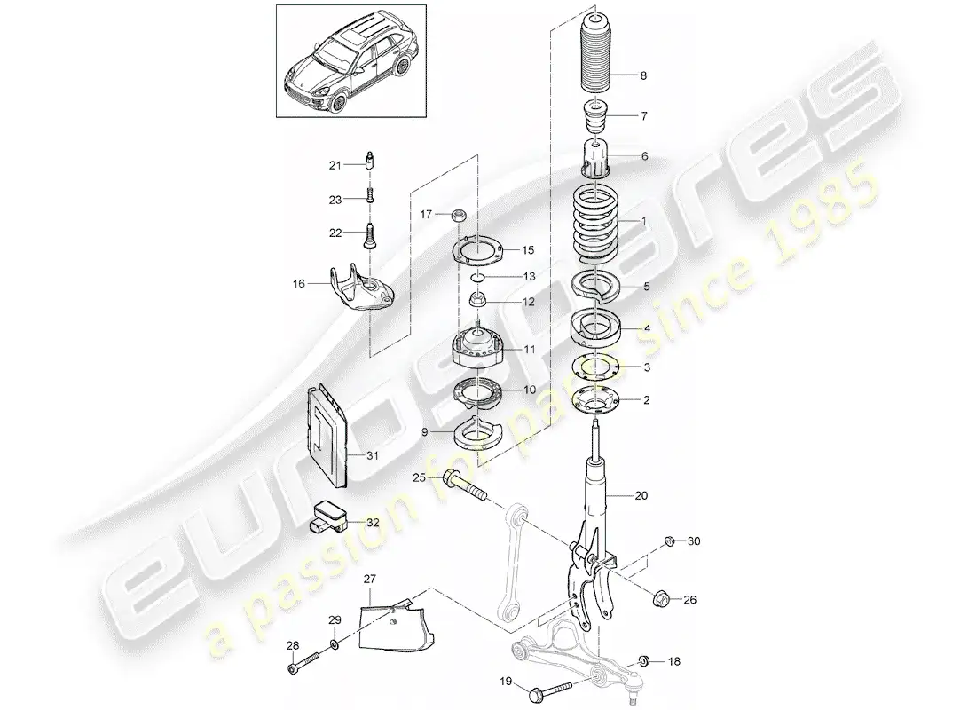 porsche 2012 (cayenne e2 92a) suspension parts diagram
