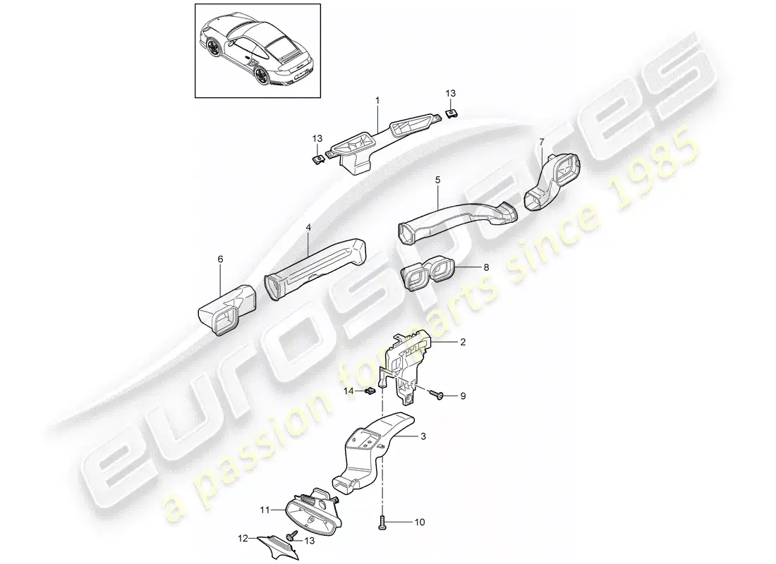 porsche 2012 (997-2 turbo / gt2 rs) air distributor part diagram