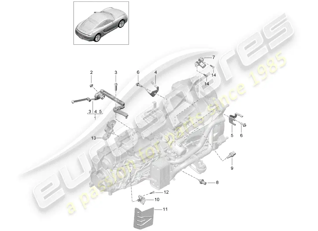 porsche 2014 (981 cayman) manual gearbox parts diagram