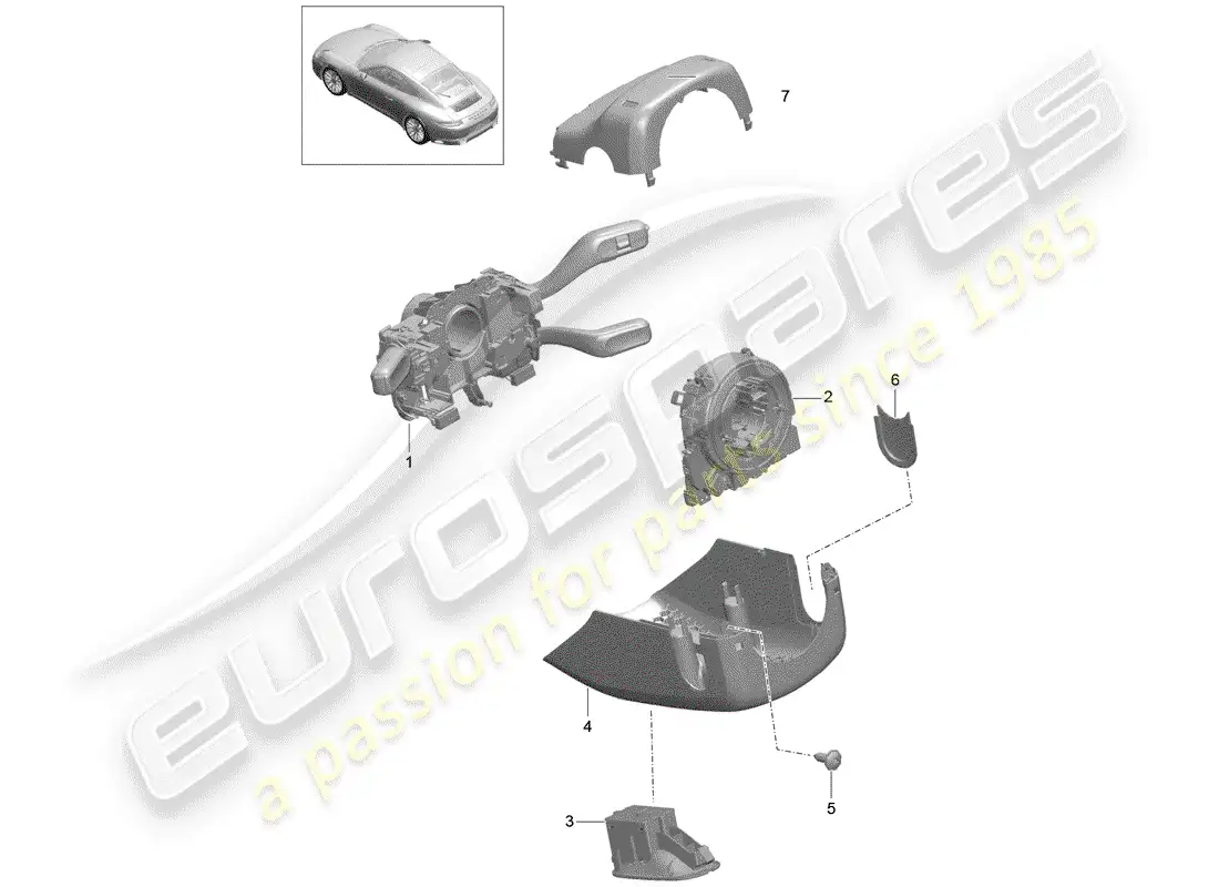 porsche 2019 (991-2) steering column switch parts diagram