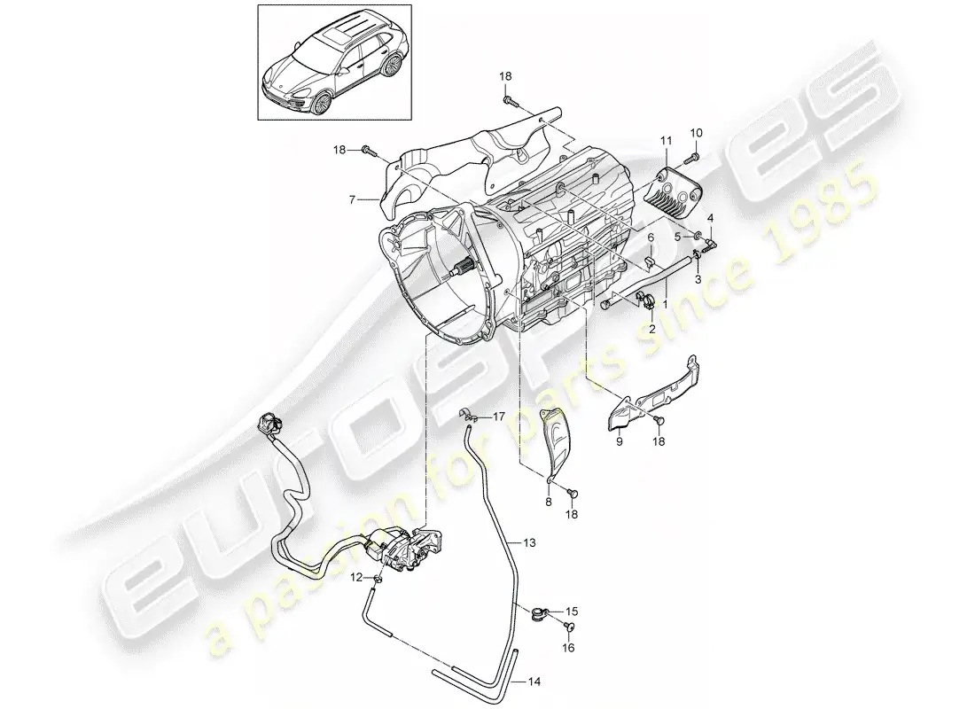 porsche 2012 (cayenne e2 92a) 8-speed automatic gearbox parts diagram