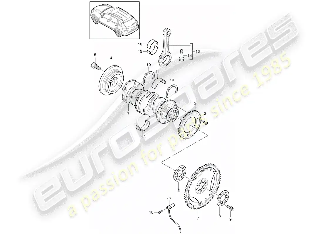 porsche 2014 (cayenne e2 92a) crankshaft part diagram
