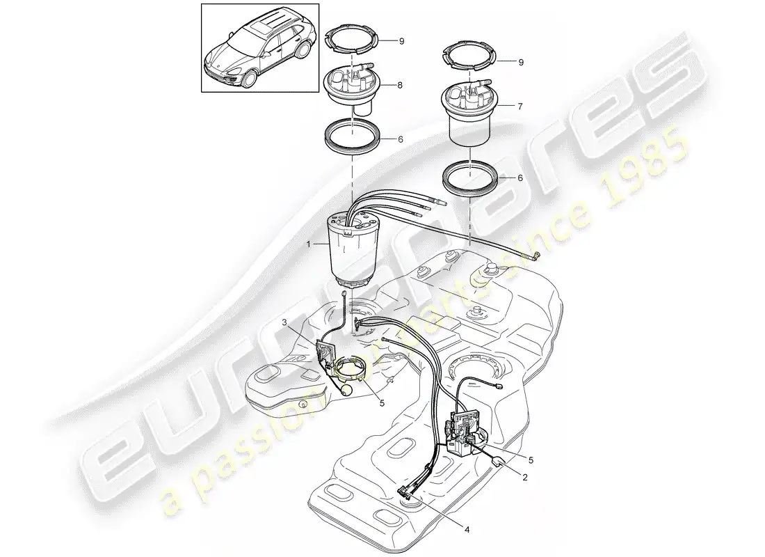 porsche 2014 (cayenne e2 92a) fuel tank part diagram