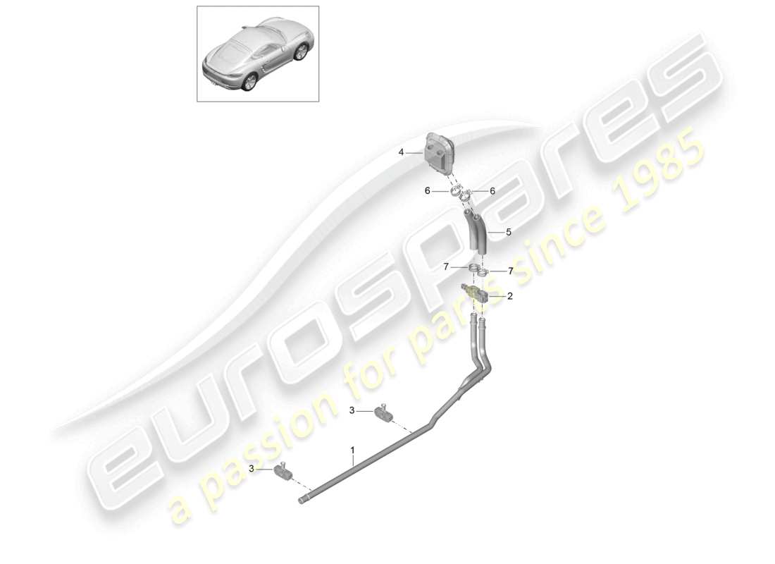porsche 2023 (718 cayman) heater supply pipe return line part diagram