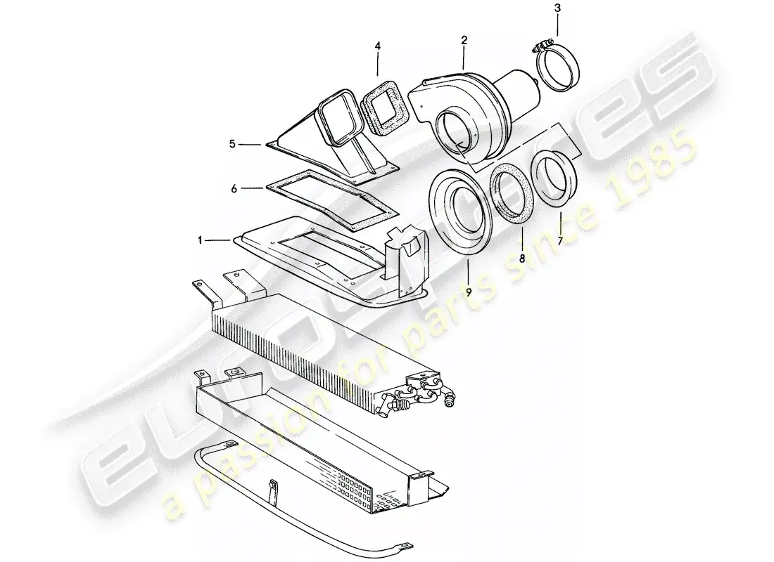 porsche 1989 (911) fan parts diagram