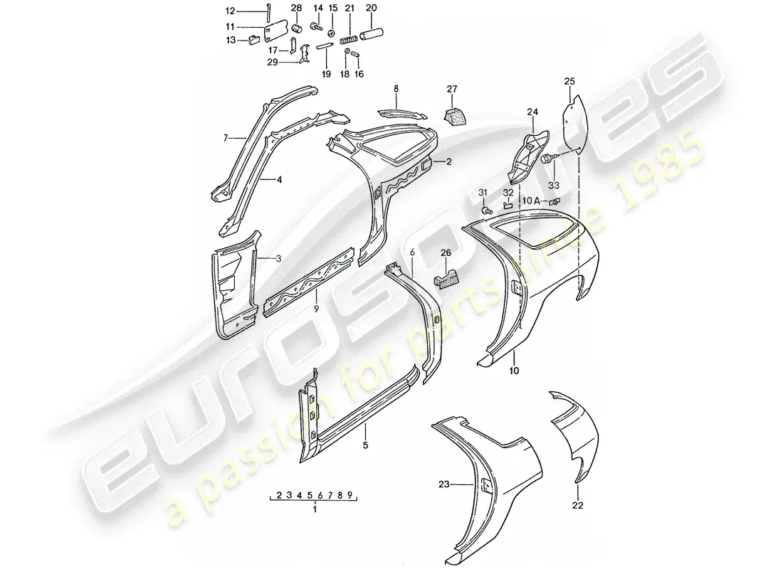 porsche 1991 (928) frame - side panel parts diagram