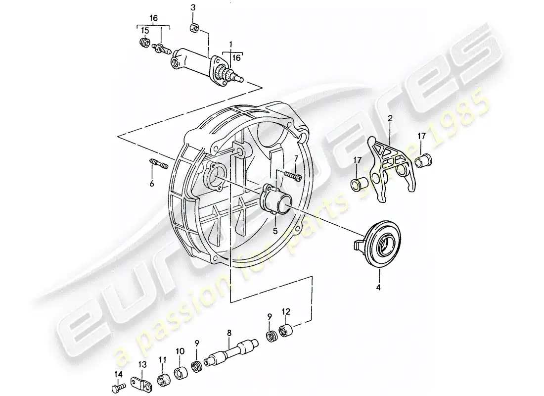 porsche 1995 (993) clutch release parts diagram
