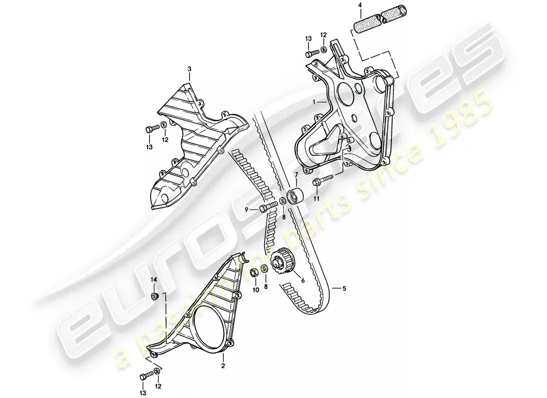 porsche 1982 (944) driving mechanism - camshaft parts diagram