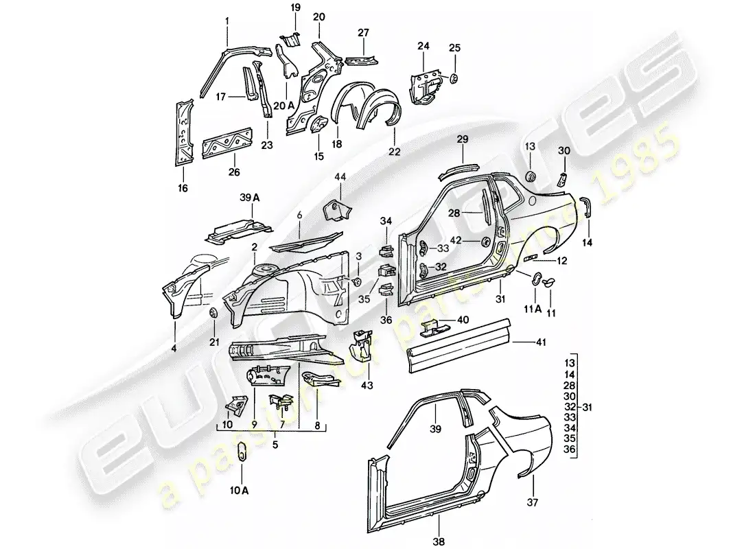 porsche 1979 (924) side panel parts diagram