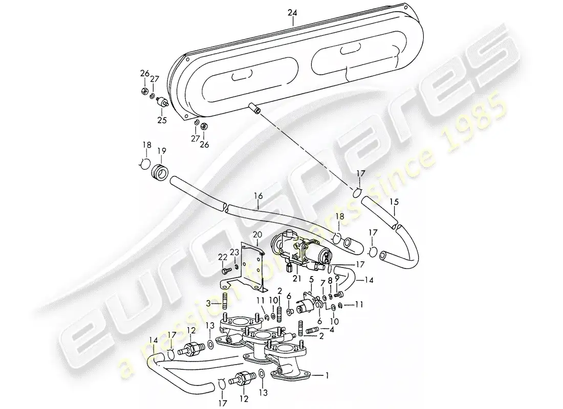 porsche 1965 (911/912) vacuum system - for - clutch release - for - sportomatic parts diagram
