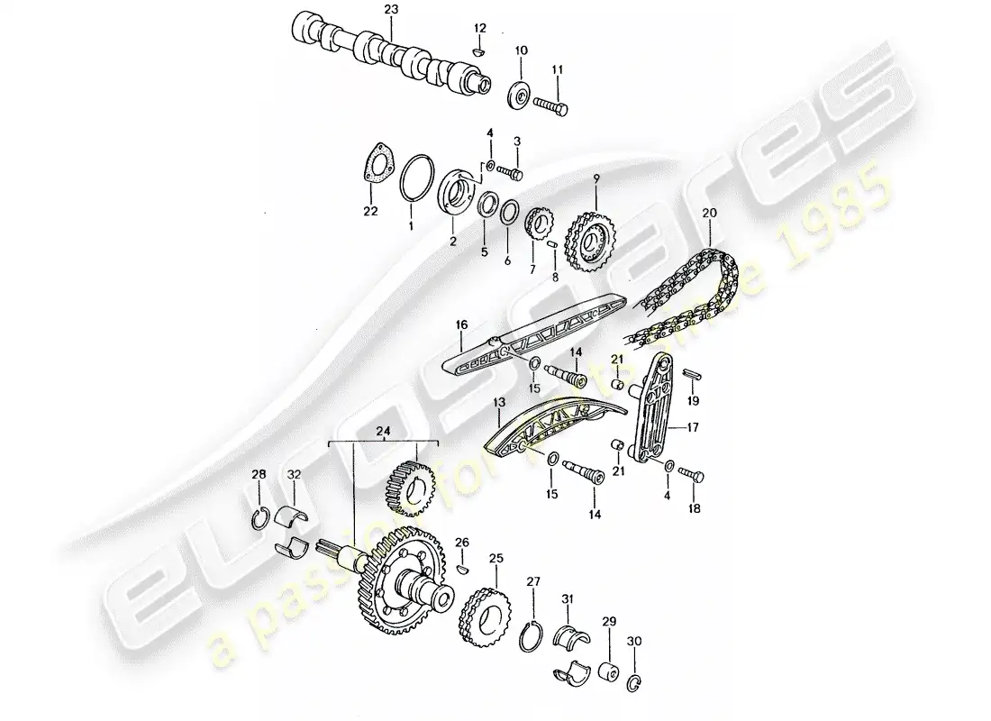 porsche 1990 (964) valve control parts diagram