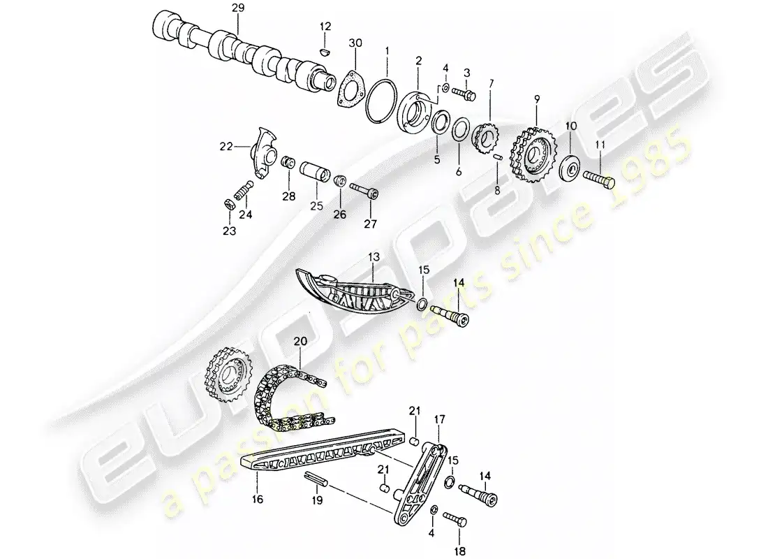 porsche 1994 (964) valve control parts diagram