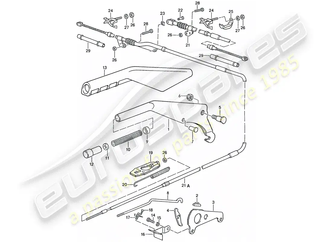 porsche 1991 (928) actuator - handbrake parts diagram
