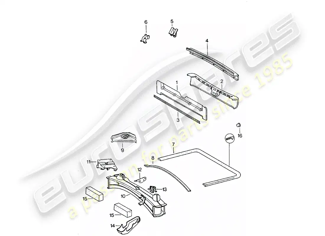 porsche 1975 (911 turbo) frame parts diagram