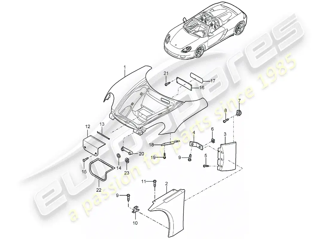 porsche 2005 (carrera gt) front end parts diagram