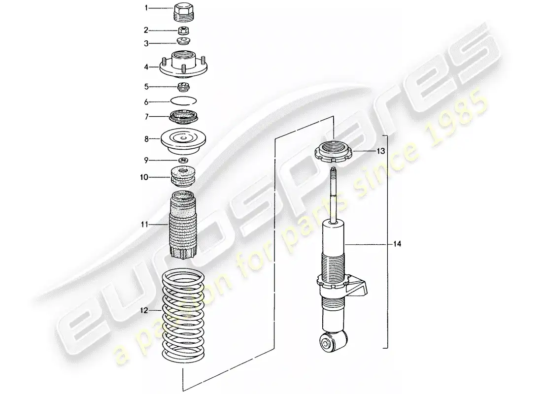 porsche 1995 (993) shock absorber - coil spring parts diagram