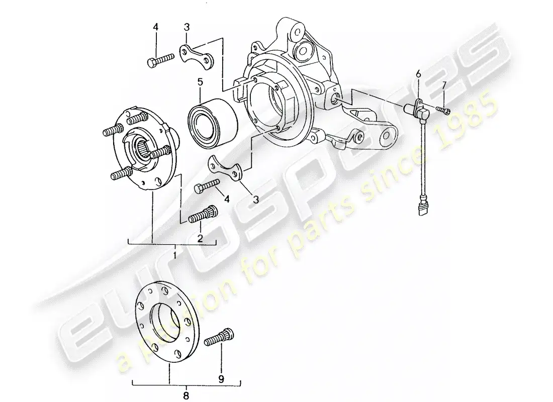 porsche 1995 (993) wheel hub parts diagram