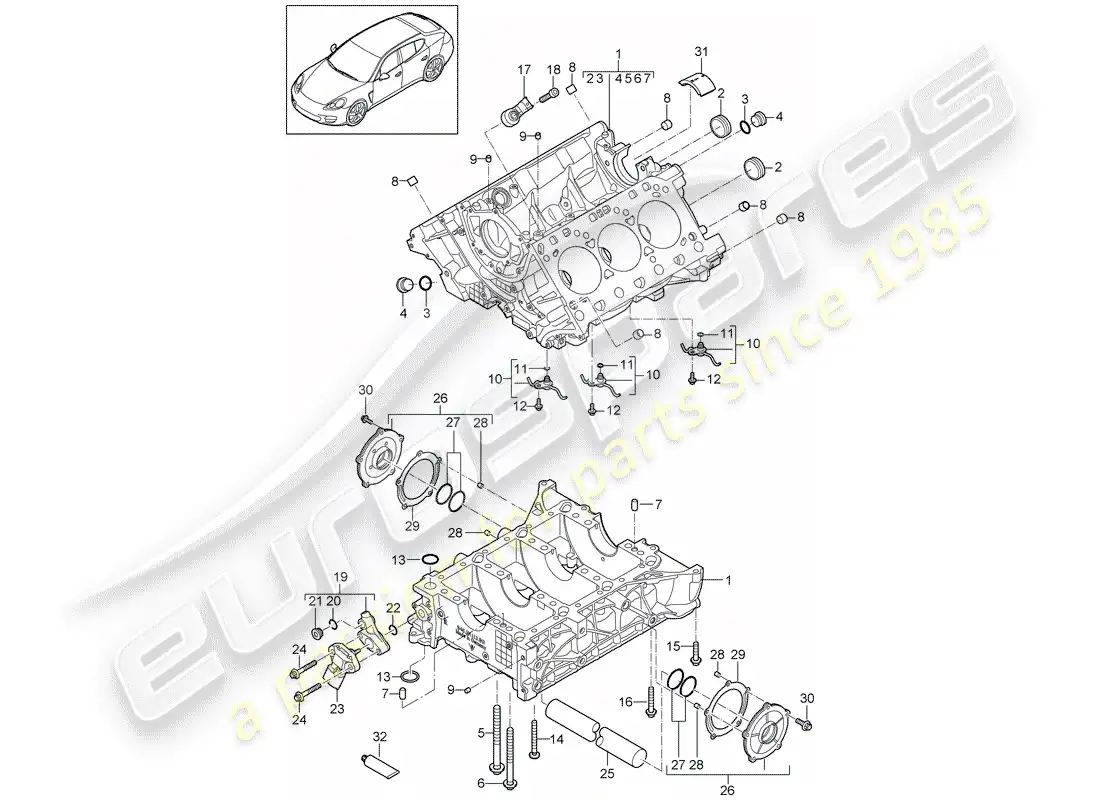 porsche 2013 (panamera 970) crankcase parts diagram